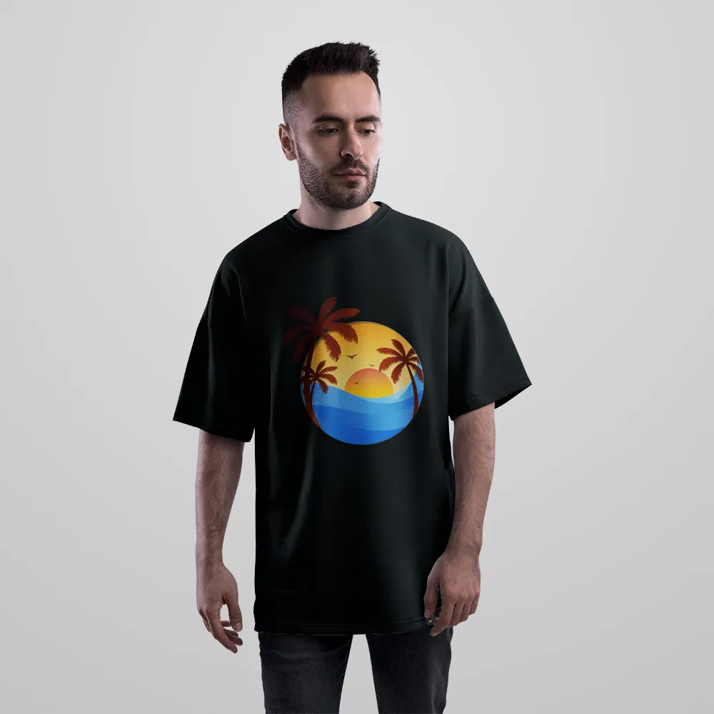 تیشرت اورسایز طرح غروب ساحلی (Beach Sunset) کد 21627