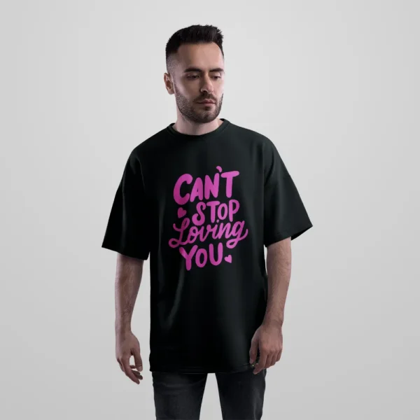تیشرت اورسایز عاشقانه طرح Can’t Stop Loving You کد 21656