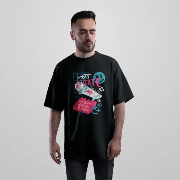 تیشرت اورسایز اسکیت‌بورد طرح Just Skate استریت استایل کد 22307