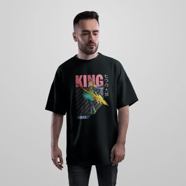 تیشرت اورسایز انیمه سون ددلی سینز طرح کینگ اوتاکو (King) کد 22628