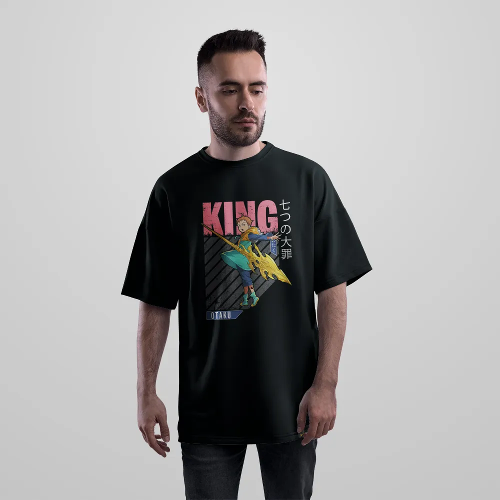 تیشرت اورسایز انیمه سون ددلی سینز طرح کینگ اوتاکو (King) کد 22628