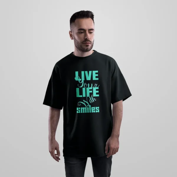 تیشرت اورسایز نوشته Live Your Life With Smiles کد 23166