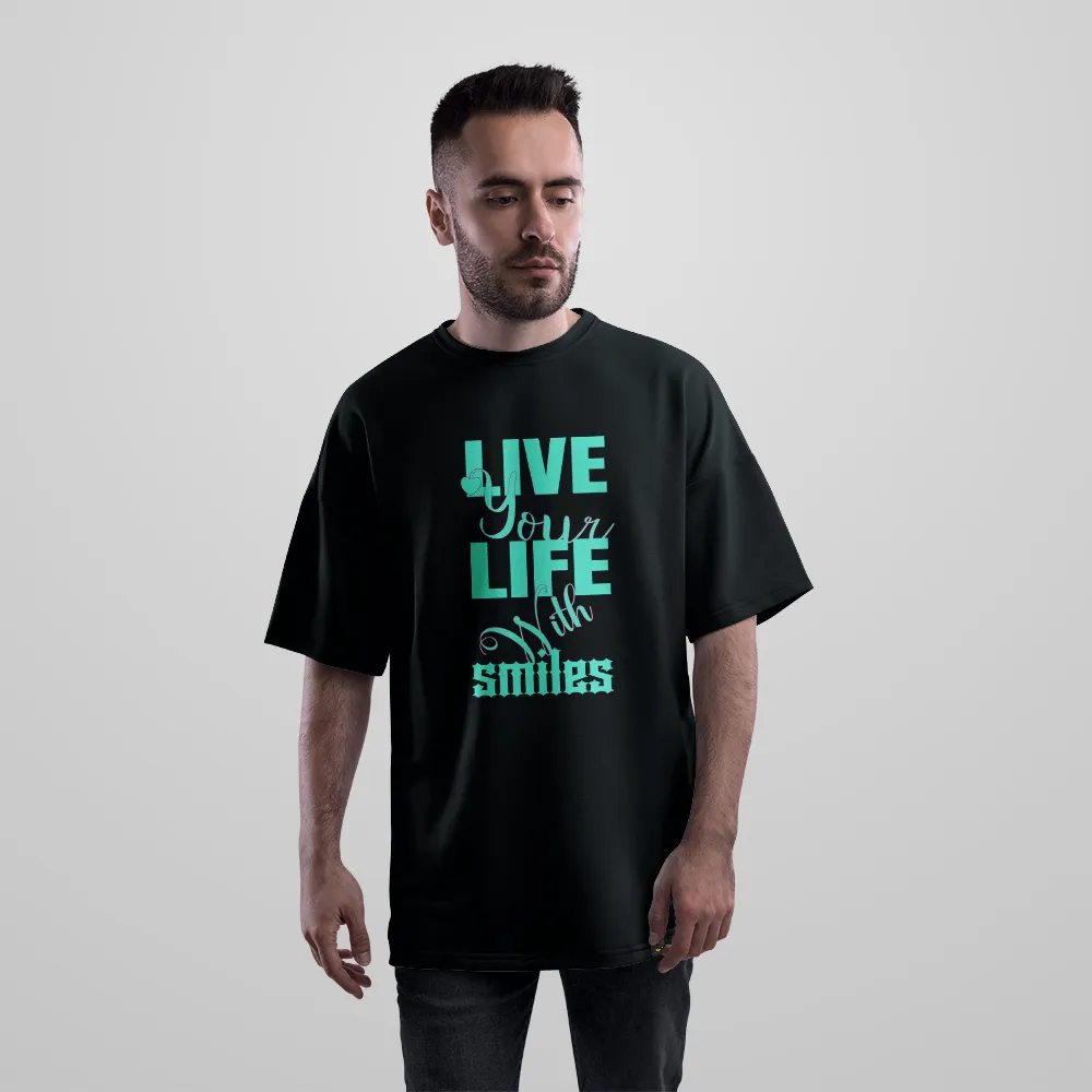 تیشرت اورسایز نوشته Live Your Life With Smiles کد 23166