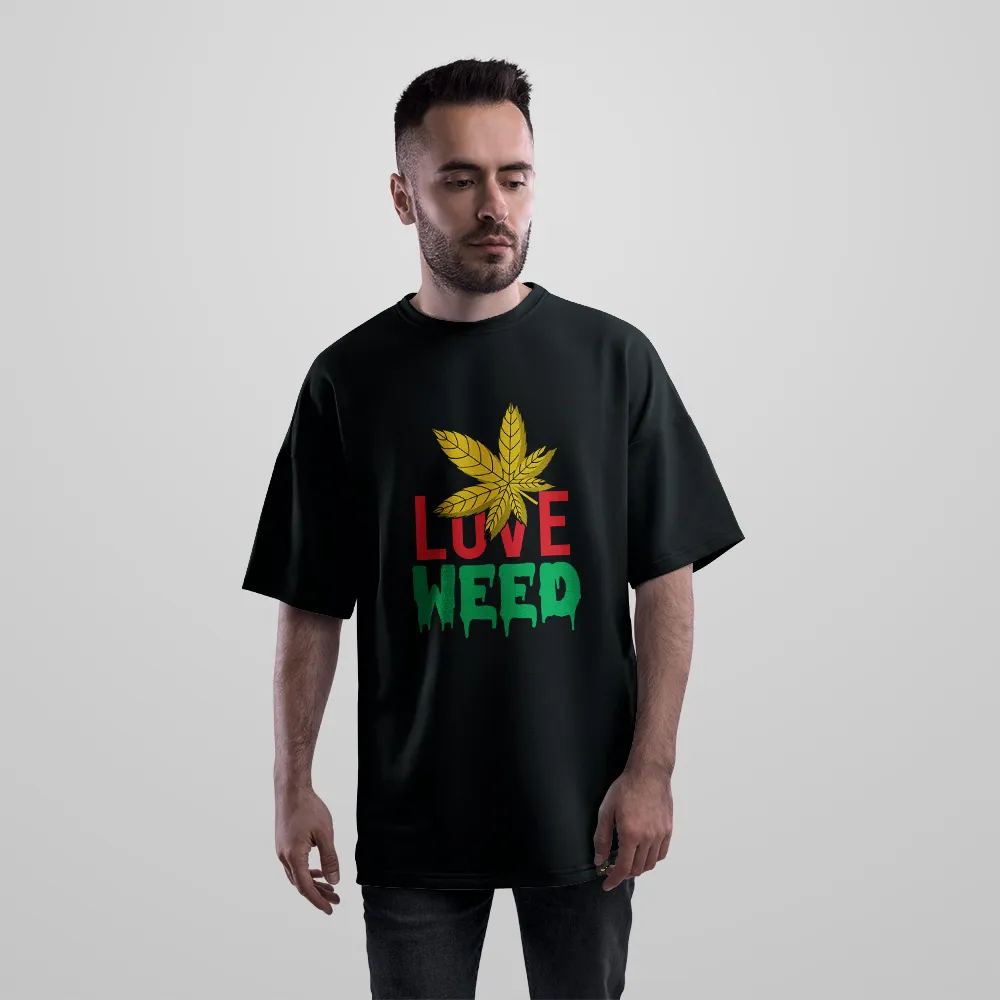 تیشرت اورسایز کانابیس طرح Love Weed کد 23235