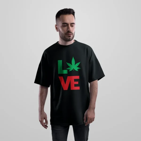 تیشرت اورسایز کانابیس طرح Love Weed کد 23268