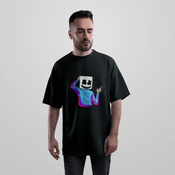 تیشرت اورسایز مارشملو طرح پرتره رنگی (Marshmello) کد 2592