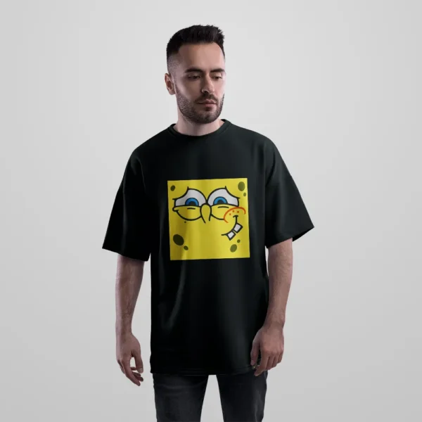 تیشرت اورسایز باب اسفنجی طرح صورت غمگین (SpongeBob) کد 3106