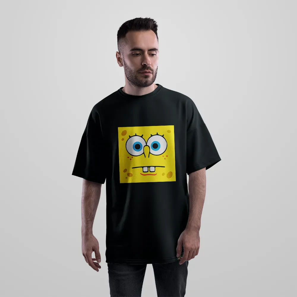 تیشرت اورسایز باب اسفنجی طرح صورت بی‌حالت (SpongeBob) کد 3249