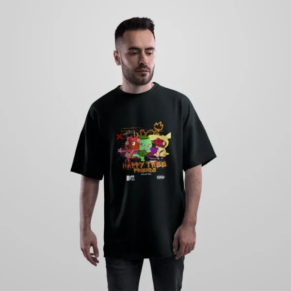 تیشرت اورسایز Happy Tree Friends طرح کارتونی رنگی کد 3624