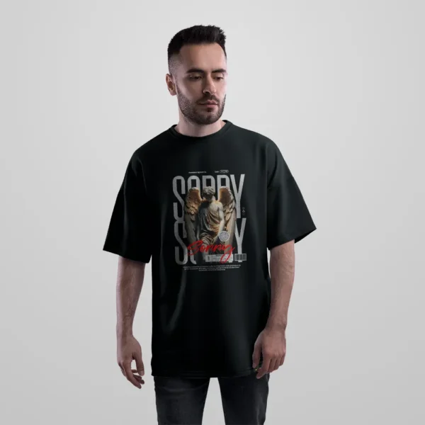 تیشرت اورسایز فرشته طرح Sorry گوتیک کد 3999