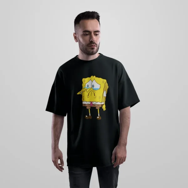 تیشرت اورسایز باب اسفنجی طرح گریه (SpongeBob) کد 4619