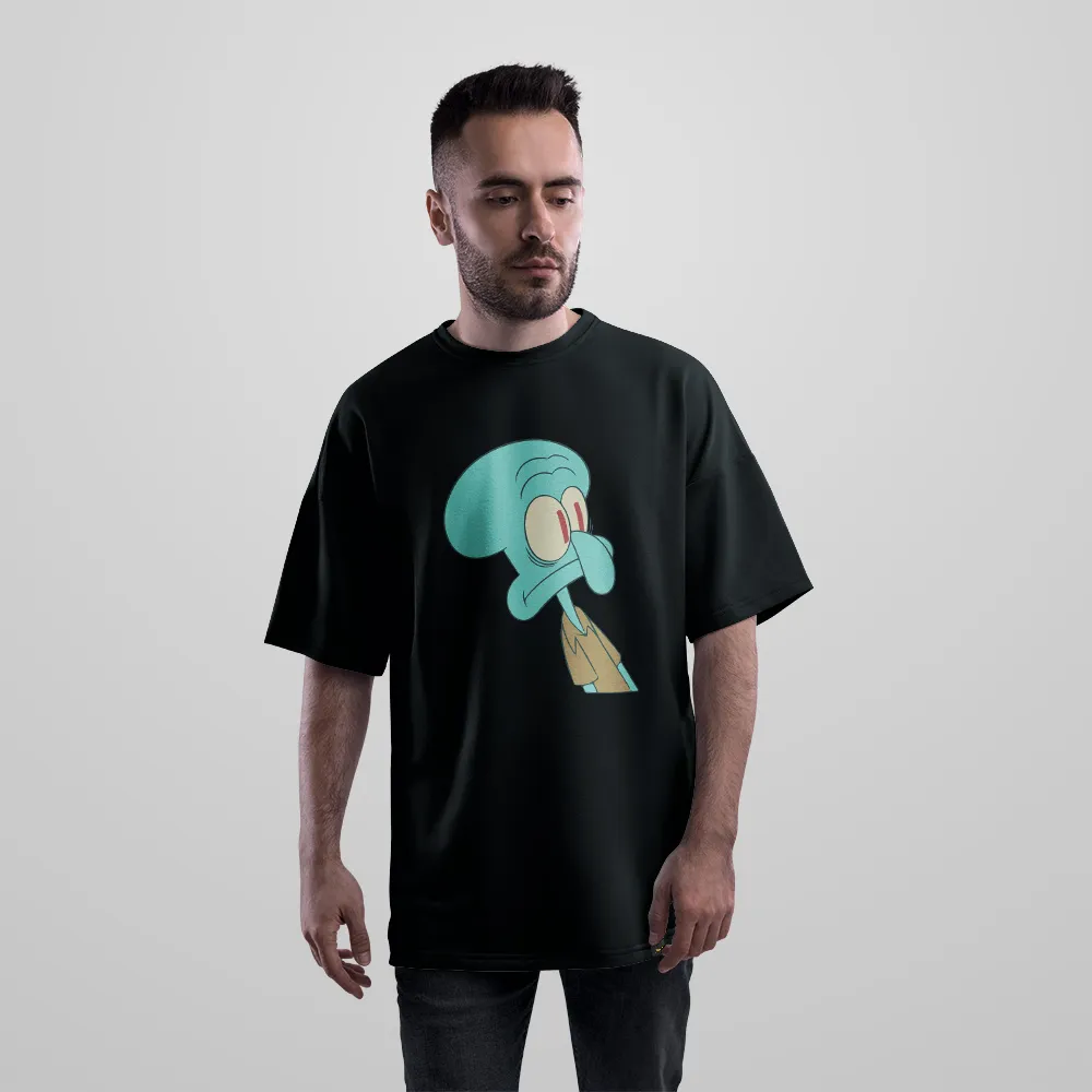 تیشرت اورسایز باب اسفنجی طرح اسکوییدوارد خسته (Squidward) کد 4739