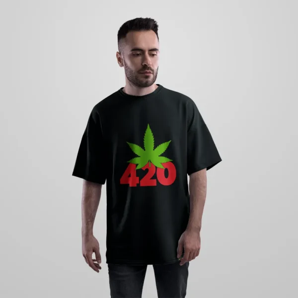 تیشرت اورسایز طرح برگ شاهدانه 420 کد 4893