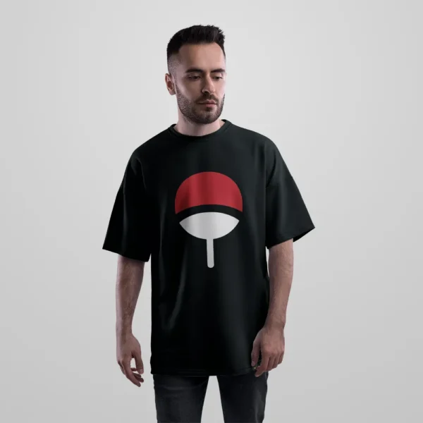 تیشرت اورسایز انیمه ناروتو طرح نماد اوچیها (Uchiha Symbol) کد 5520
