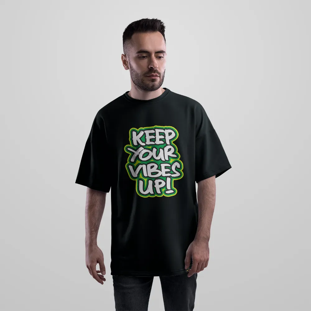 تیشرت اورسایز حال خوب طرح Keep Your Vibes Up کد 5910