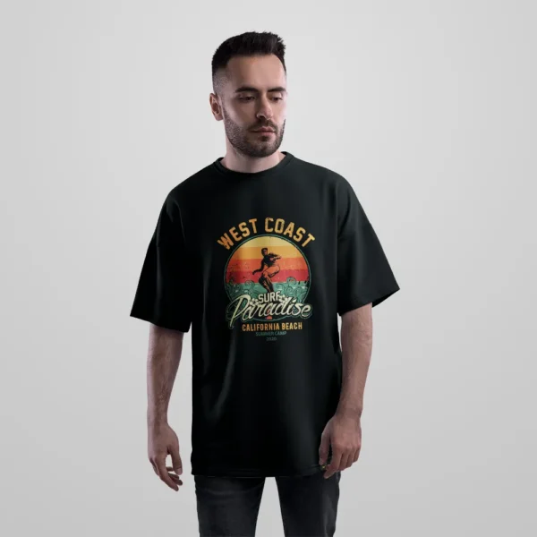 تیشرت اورسایز طرح کالیفرنیا بیچ موج سواری (California Beach Surf) کد 6871