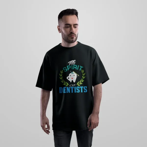 تیشرت اورسایز دندان کارتونی نوشته The Spirit of Dentists کد 6897