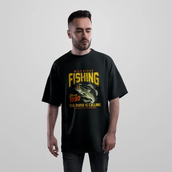 تیشرت اورسایز ماهیگیری طرح Wild River Fishing کد 6917