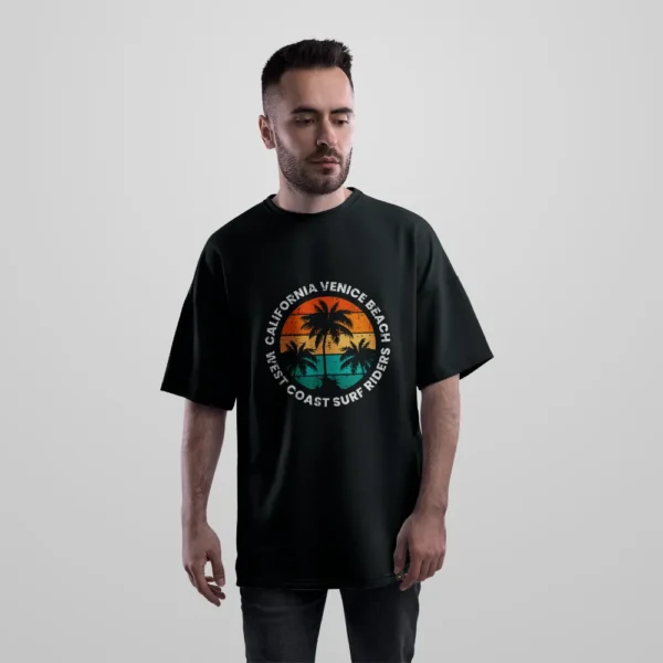 تیشرت اورسایز طرح California Venice Beach کد 7016