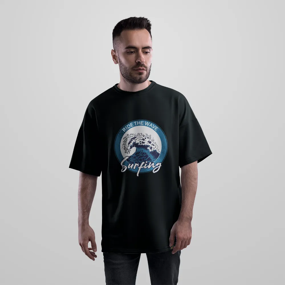 تیشرت اورسایز موج‌سواری طرح Ride The Wave کد 7215