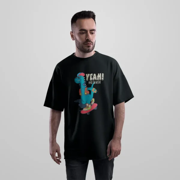 تیشرت اورسایز دایناسور اسکیت‌سوار طرح NYC Skater کد 7312