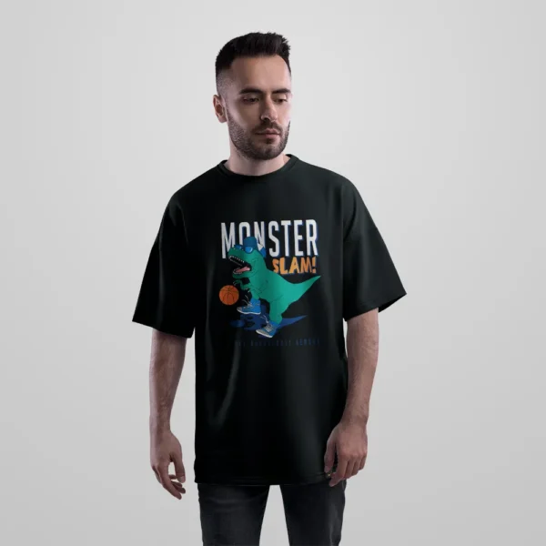 تیشرت اورسایز بسکتبال طرح دایناسور Monster Slam کد 7315