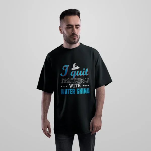 تیشرت اورسایز اسکی روی آب طرح I Quit Smoking کد 7653