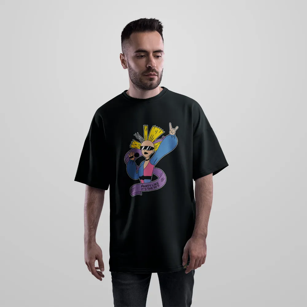 تیشرت اورسایز رترو طرح Party Like It’s The 90s کد 8408