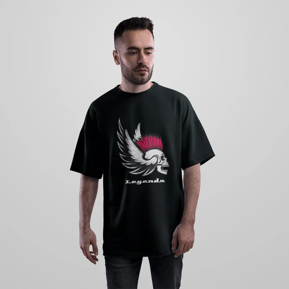 تیشرت اورسایز جمجمه طرح Legends بالدار کد 8816