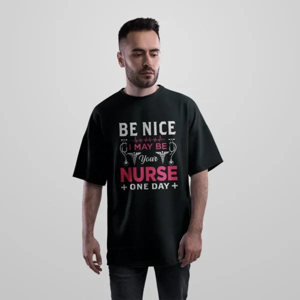 تیشرت اورسایز پرستاری طرح Be Nice کد 9610