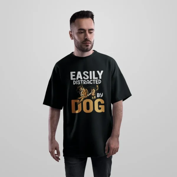 تیشرت اورسایز سگ طرح Easily Distracted By Dog کد 9615