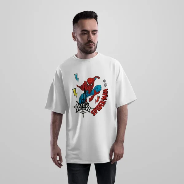 تیشرت اورسایز مرد عنکبوتی طرح اکشن کمیک (Spider-Man) کد po1636