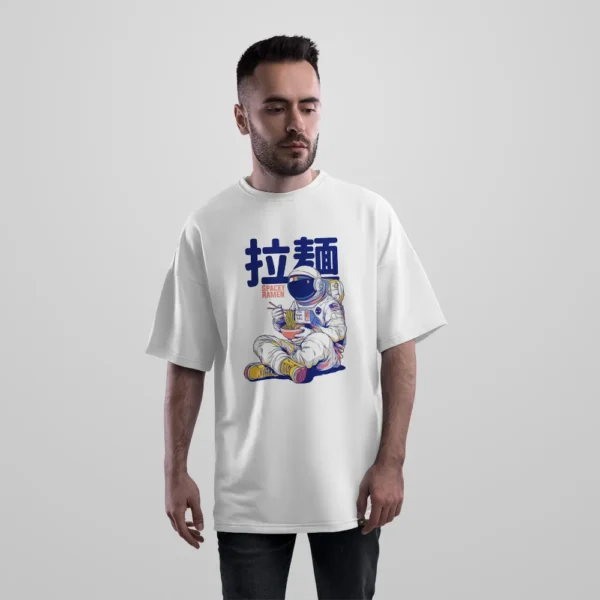 تیشرت اورسایز فضانورد طرح Spacey Ramen کد po1747