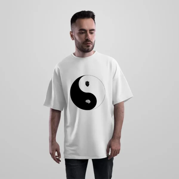 تیشرت اورسایز یین و یانگ طرح قلب و مغز (Yin Yang) کد po1920