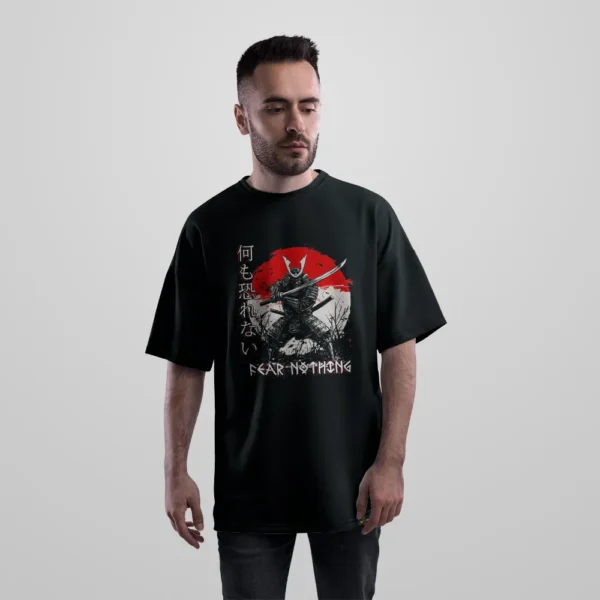 تیشرت اورسایز سامورایی طرح Fear Nothing کد po1938