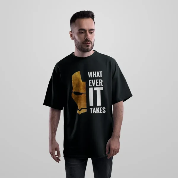 تیشرت اورسایز مارول طرح مرد آهنی What Ever It Takes کد po2254