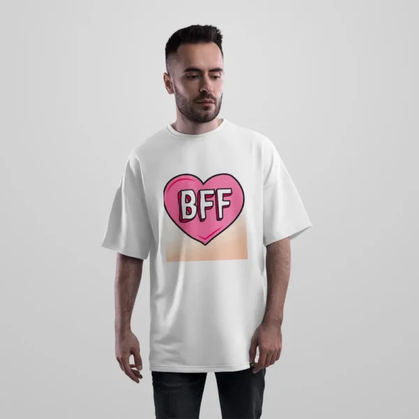 تیشرت اورسایز بهترین دوست طرح قلب BFF کد po2662