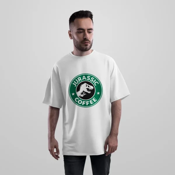 تیشرت اورسایز پارک ژوراسیک طرح Jurassic Coffee کد po2688
