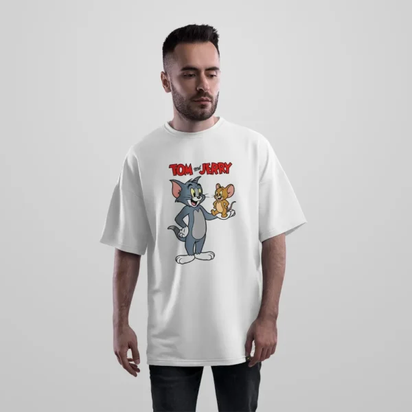 تیشرت اورسایز تام و جری طرح دوستی کارتونی (Tom and Jerry) کد po274