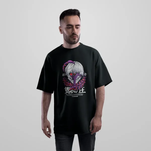 تیشرت اورسایز انیمه توکیو غول طرح کن کانکی با ماسک (Ken Kaneki) کد po2780