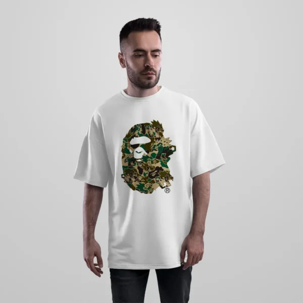 تیشرت اورسایز بیپ طرح لوگوی میمون چریکی (BAPE) کد po3125