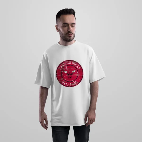 تیشرت اورسایز شیکاگو بولز طرح لوگوی رترو (Chicago Bulls) کد po3273