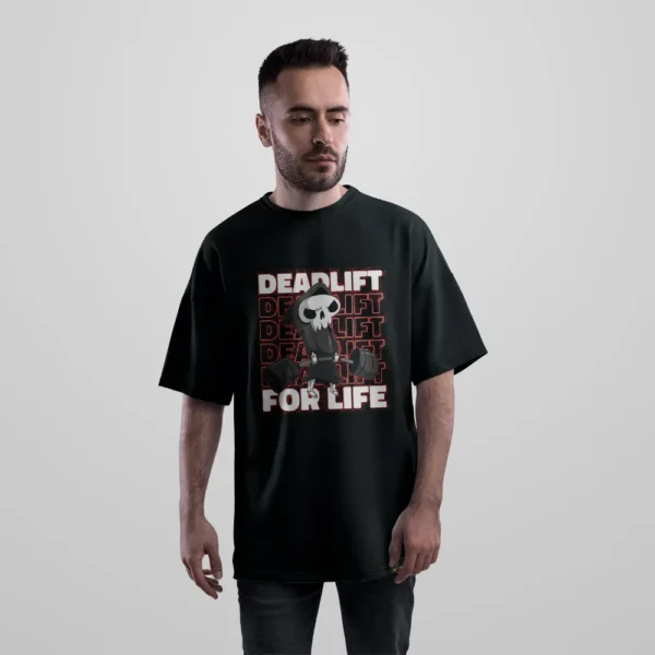 تیشرت اورسایز بدنسازی طرح جمجمه Deadlift for Life کد po3359