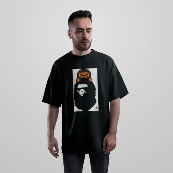 تیشرت اورسایز برند بیپ طرح لوگوی میمون (BAPE) کد po3507