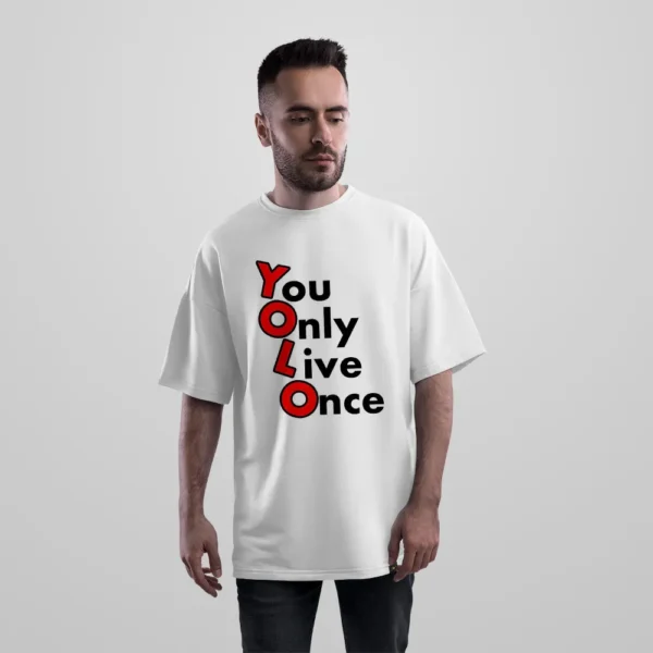 تیشرت اورسایز تایپوگرافی YOLO طرح You Only Live Once کد po397