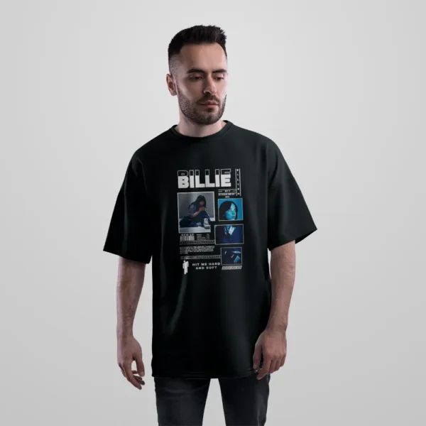 تیشرت اورسایز بیلی آیلیش طرح مجله موسیقی (Billie Eilish) کد po4030