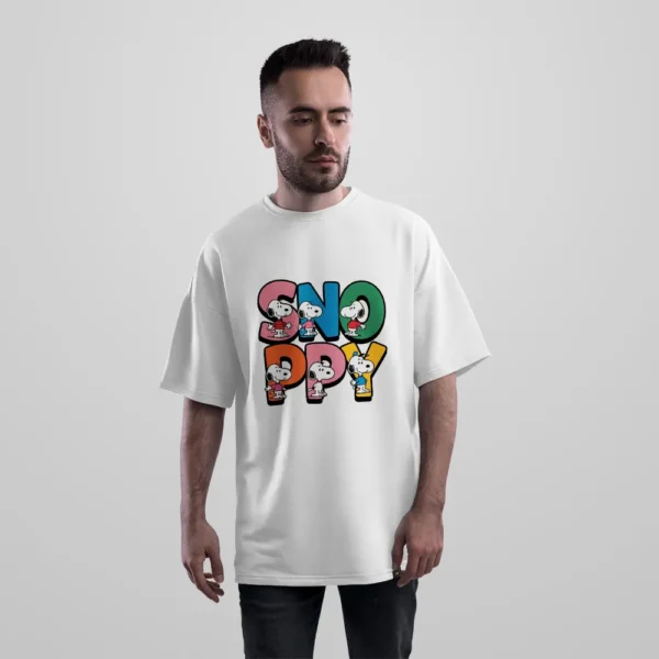 تیشرت اورسایز اسنوپی طرح کارتونی رنگی (Snoopy) کد po419