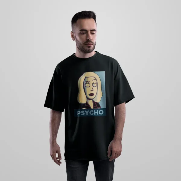 تیشرت اورسایز ریک و مورتی طرح بث اسمیت Psycho کد po4859