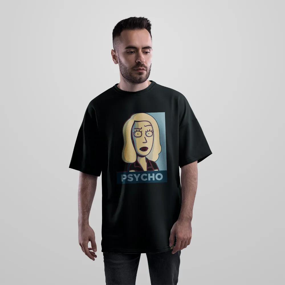 تیشرت اورسایز ریک و مورتی طرح بث اسمیت Psycho کد po4859