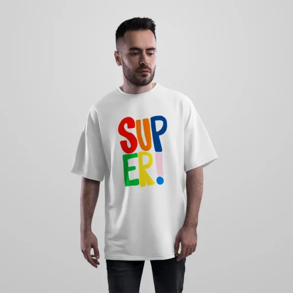 تیشرت اورسایز تایپوگرافی رنگی سوپر (Super) کد po5155